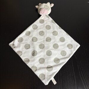 CARTERS White/Gray Polka-Dot Plush Cow Baby Security Blanket Lovey 2010 Carter's